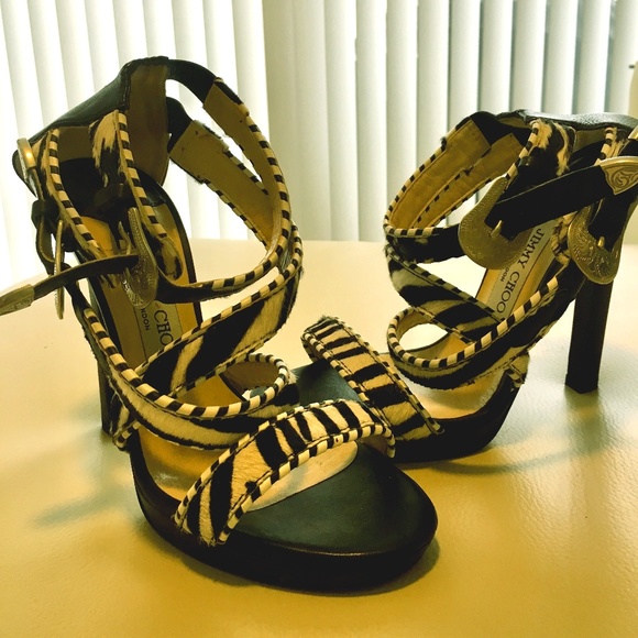 Jimmy Choo Zebra Strap Heels - Picture 1 of 3